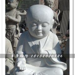 打坐小和尚石雕，大理石人物雕塑