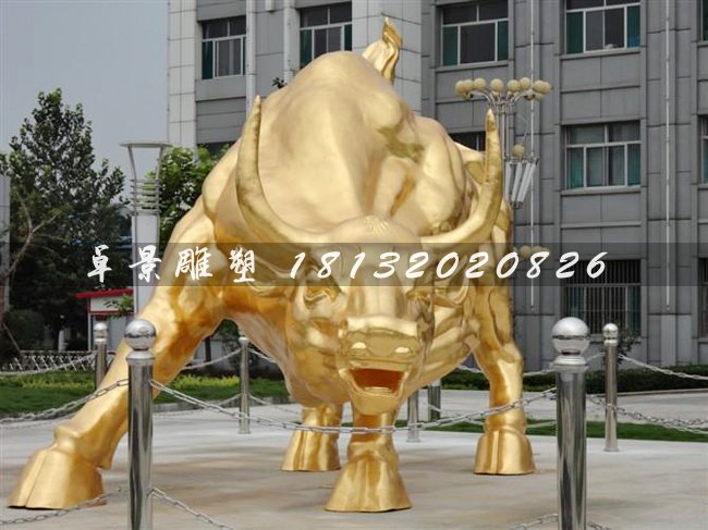 金牛雕塑，鑄銅金牛雕塑，貼金銅牛