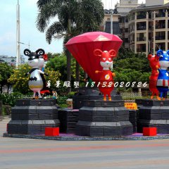 小區(qū)卡通雕塑，小區(qū)玻璃鋼人物雕塑