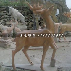石頭鹿，石雕鹿雕塑，1.2米高石雕鹿