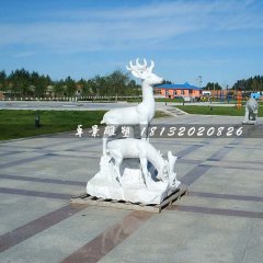 公園小鹿雕塑，廣場(chǎng)石頭鹿