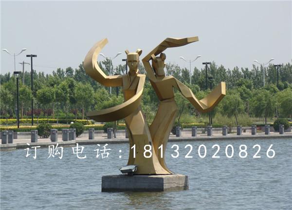 不銹鋼古代美女雕塑，抽象人物雕塑