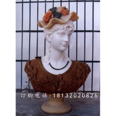 西方美女胸像雕塑，漢白玉人物石雕