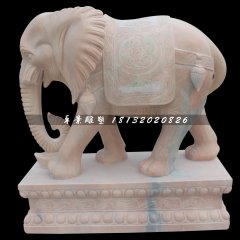 大象石雕，吉祥如意大象石雕，晚霞紅大象