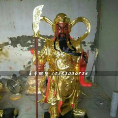 玻璃鋼持刀關公雕塑，神仙雕塑