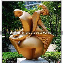 背對背看書雕塑，不銹鋼抽象人物