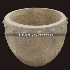 水缸石雕，大理石水槽雕塑