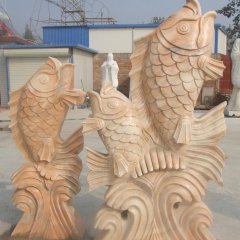 噴泉魚石雕，晚霞紅魚石雕