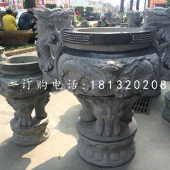 青石香爐，寺廟三足香爐