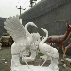 仙鶴石雕，公園大理石仙鶴