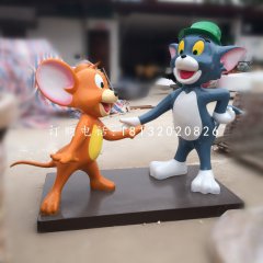 湯姆貓杰瑞鼠雕塑，卡通玻璃鋼雕塑