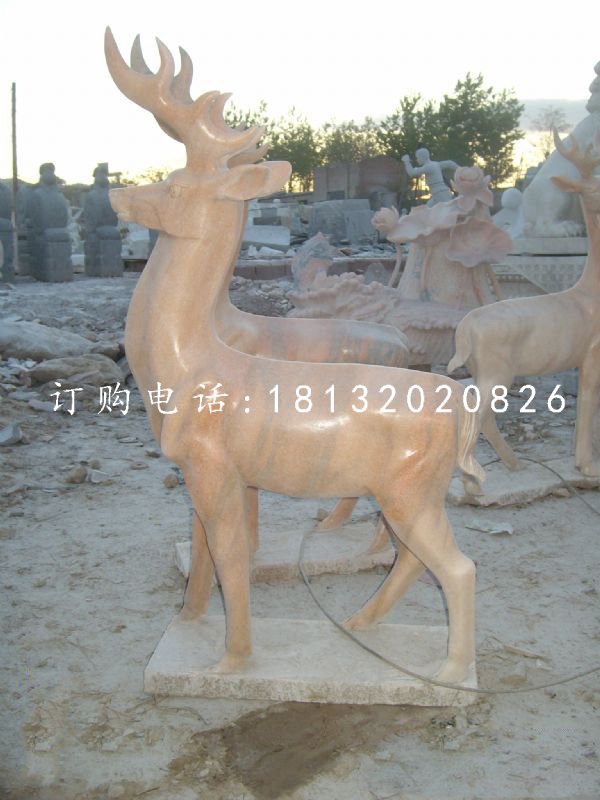 晚霞紅小鹿，動物石雕