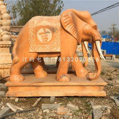 晚霞紅大象石雕，吉祥如意大象石雕