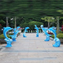 玻璃鋼海豚雕塑，動物擺件