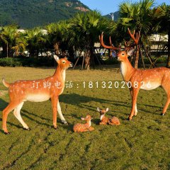 仿真梅花鹿擺件，玻璃鋼景觀動物擺件