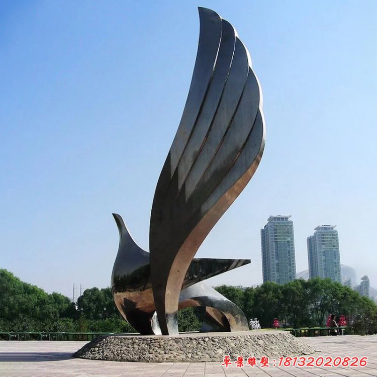 不銹鋼抽象翅膀雕塑，廣場不銹鋼抽象雕塑 (3)