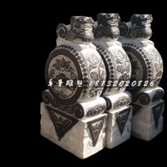 石雕門鼓，青石門墩雕塑