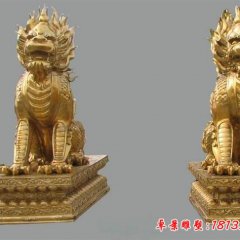銅雕麒麟，鑄銅麒麟雕塑