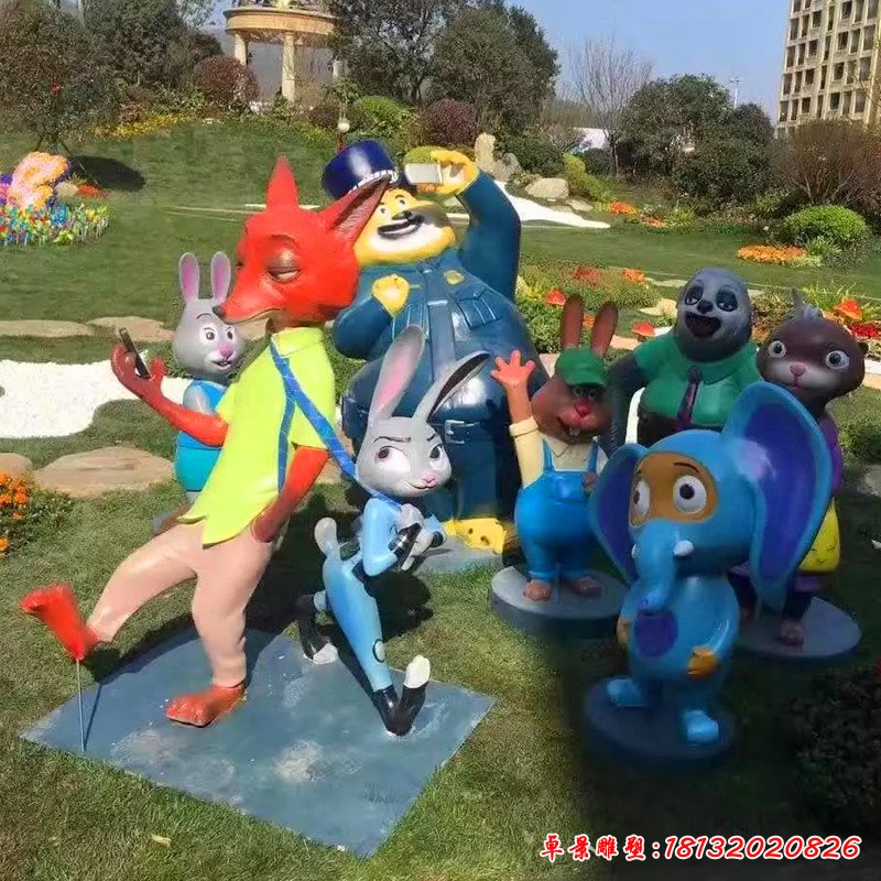 游樂(lè)場(chǎng)景觀擺件,玻璃鋼瘋狂動(dòng)物城雕塑 (2)(1)